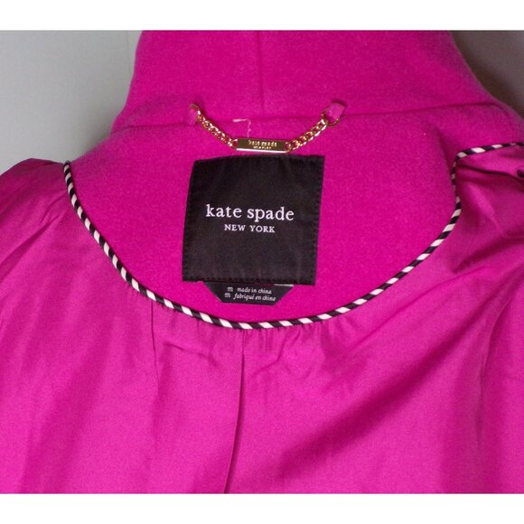 🆕KATE SPADE Satin Trim Stand Collar Wool Blend Coat Pink Medium 8-10 - Picture 10 of 10